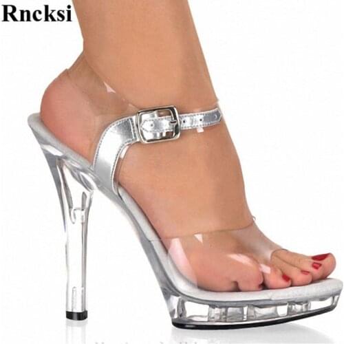 Rncksi New 13cm high-heeled shoes lady platform crystal sandals low price dance shoes 5 inch high heels sexy stripper shoes