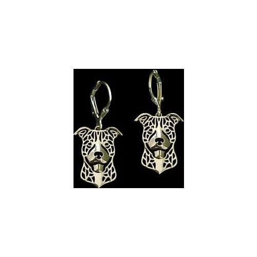 Pit bull terrier Earrings jewelry Handmade Carved hollow accessory jewelry golden colors plated fast delivery