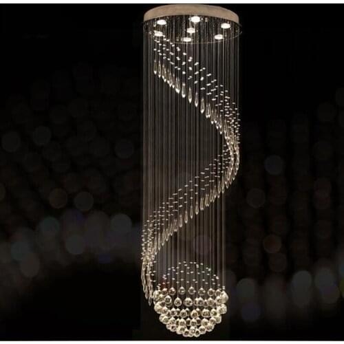 Spiral crystal chandelier Interior home decor Ladder Corridor stairwell staircase chandelier Long Chandelier Lighting Fixtures