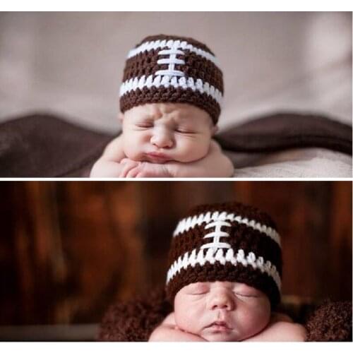 Crochet Rugby Baby Hat Headwear Baseball Knitted Kids Caps Tassel Beanie Owl newborn Hats Wool Infant Cap Bebes