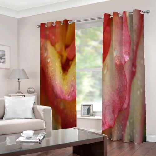 Curtain Custom 3D Stereo Pink Flower Window Drapes For Bedroom Living Room Polyester Fabric Home Decor Sets 2 Panels With Hooks