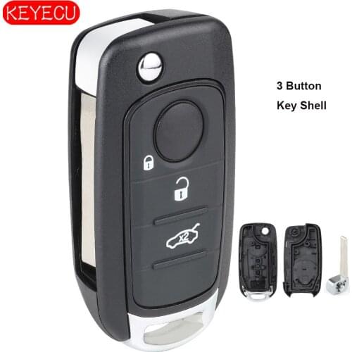 Keyecu Replacement Folding Remote Key Shell Case Fob 3 Button for Fiat 500, 500X, Toro, Nuovo Grazie