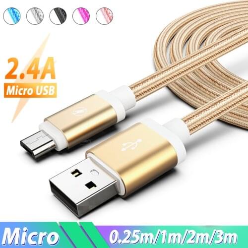 25cm 1m 1.5m 2m 3m Micro USB Charge Cable Microusb Long Cable Kabel Android Charger Cord for Samsung J3 J5 J7 2017 Redmi 7A 7 6