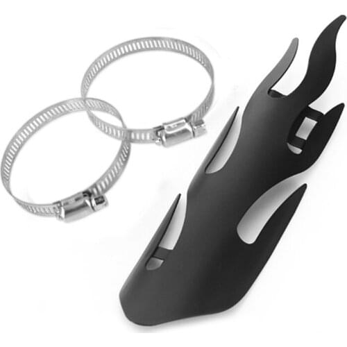 Flame Style Motorcycle Exhaust Pipe Protector Heat Shield Cover For All Dirt Bike Off Road Racing with Diameter 2 to 7cm Clamps