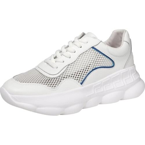 European Leather Breathable Mesh Torre Shoes Women 2019 Summer New Casual Sports Hollow Womens Shoes Wild White Sneakers Shoes