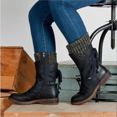 2021 Women Winter Mid-Calf Boot Flock Winter Shoes Ladies Fashion Snow Boots Shoes Thigh High Suede Warm