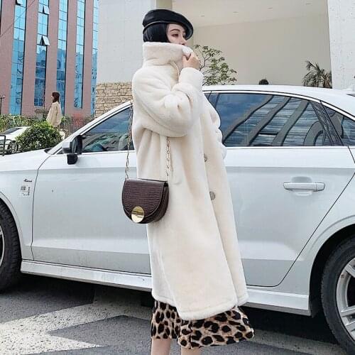 2019 Autumn Winter Real Fur Coat Women Luxury Natural Fur Outwear Casual Thick Warm sheepskin shearling Coat Long Overcoat Femme
