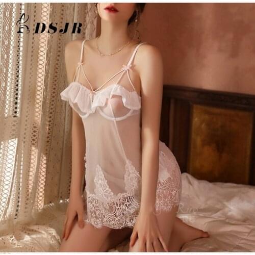 Women Nightdress Sexy Lingerie Lace Steel Ring Sleepwear Erotic Underwear Suspender Pajamas Babydoll for Lady Camisón De Encaje