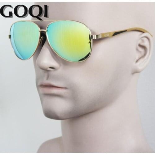 2017GOQI New Style man Gafas,The Metal alloy Frame Polarized Vintage Oval Eyeglasses,Wild Coating Colorfully Men Sunglasses