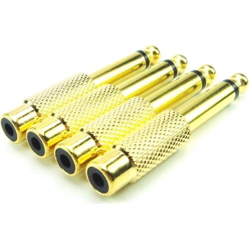 2015 Hot 5pcs 6.35mm 1/4" Male Mono Plug To RCA Female Jack Audio Adapter Connector