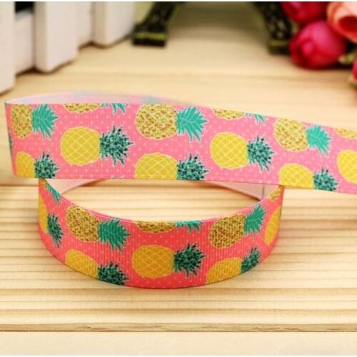7/8'' Free shipping pineapple fruits printed grosgrain ribbon hairbow headwear party decoration diy wholesale OEM 22mm P5646