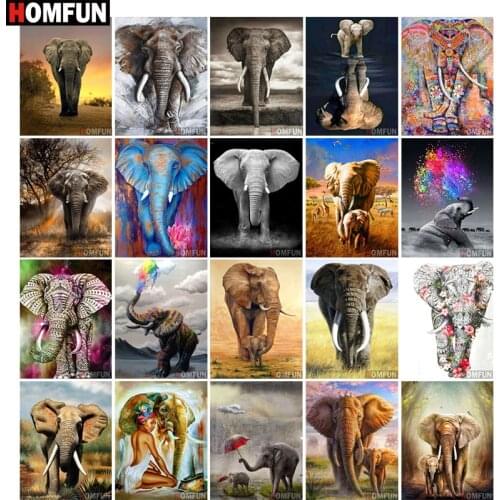 HOMFUN Full Drill Diamond Painting "Animal Elephant Theme" DIY Picture Of Rhinestone 5D Diamond Embroidery Cross Stitch Decor