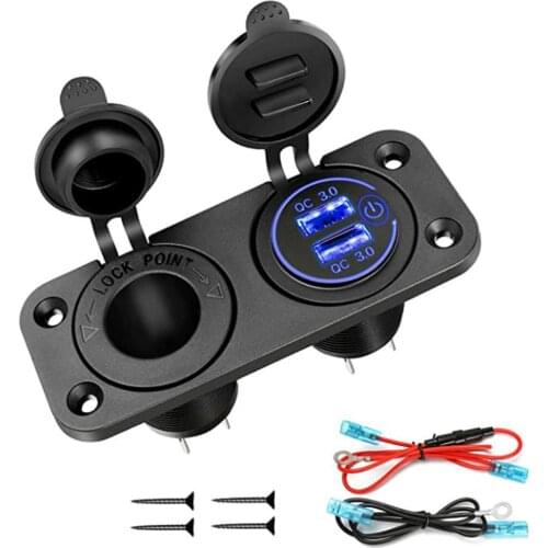 QC 3.0 Dual USB Car Charger Socket Adapter With Touch Switch Auto Cigarette Lighter Splitter Panel for Bus Boat Ship RV Truck