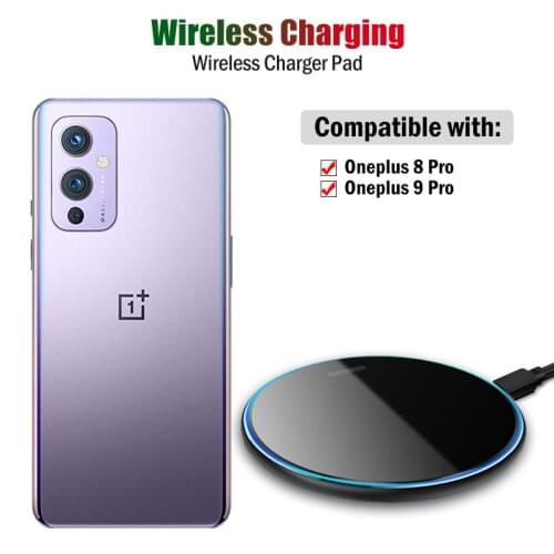 10W Fast Qi Wireless Charger for Oneplus 9 8 Pro Case Phone Wireless Charging Pad for Oneplus 9 Pro Breathing Light