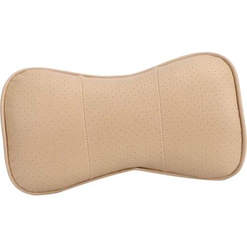 Beige Universal Auto Pillow Neck Rest Headrest Cushion Support