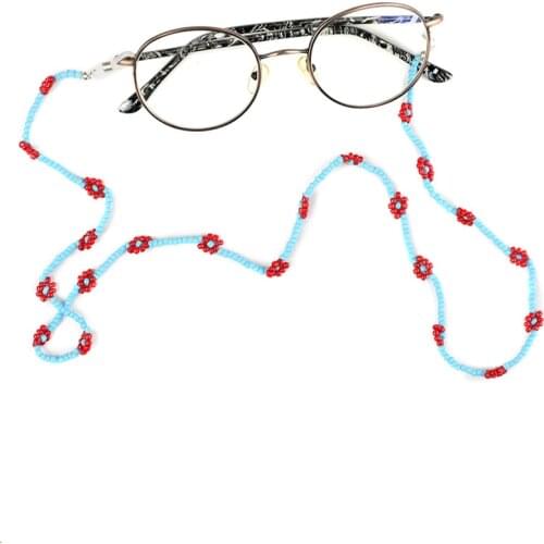 Wgoud Bead Daisy Flower Sunglasses Chains Colorful Beaded Glasses Chain Women Handmade Lovely Strap Cord Holder