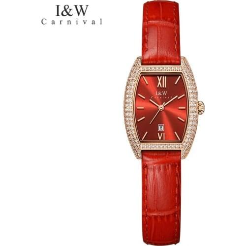 CARNIVAL Brand Women Watches Ladies Fashion Luxury Waterproof Sapphire Calendar Dress Quartz Wristwatch Clock Relogio Feminino