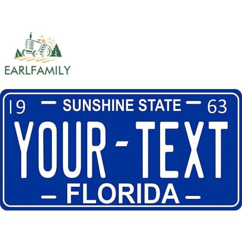 EARLFAMILY 25cm x 12.5cm for Florida City License Plate Vinyl Car Stickers DIY Anime Camper Decoration Waterproof Window Decal