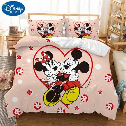 Disney Mickey Mouse Lovely Couple Bedding Set Twin Full Queen King Super King Size Cartoon Children Duvet Cover Pillowcase 3pcs