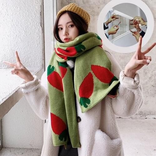 Korean autumn and winter new arrival scarf men and women Carrots print long big soft outdoor scarf high quality warm shawl