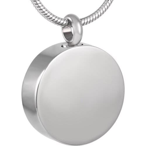 IJD8088 Free Engraving Silver 316L stainless steel Blank Round keepsake cremation jewelry necklace for Pet memorial urn pendants