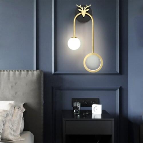 Nordic Style Round Ball Bedroom Bedside Light Modern Creative Background Wall Lighting Luxury Living Room Aisle Decor Light