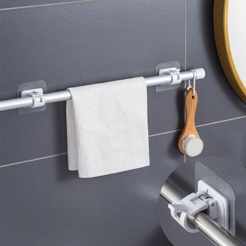 Hooks Crochet Bathroom Organizer Towel Rack Hand Towel Holder Self Adhesive Hooks Extendable Rod Ganchos Para Colgar