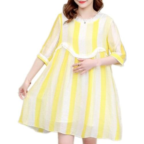 Summer Dress Vestidos Maternity Dresses for Pregnant Clothes for Women Chiffon Striped Pregnant Dress Plus Size Women Clothing