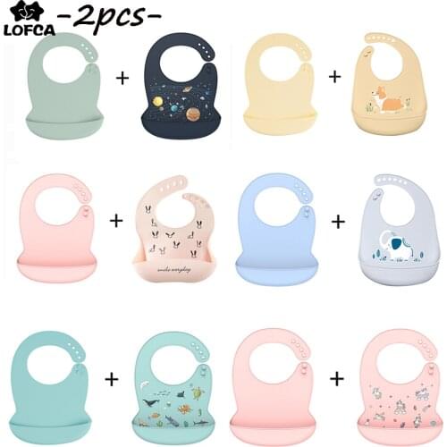 LOFCA 1pc Silicone Waterproof Bibs For Kids Newborn Baby Bibs Silicone Feeding Baby For Toddler Breakfast Adjustable Feedings