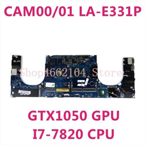Laptop Motherboard FOR Dell XPS 15 9560 CAM00/01 LA-E331P mainboard CN 0X41RR with I7-7820 CPU GTX1050 GPU 100% Fully Tested