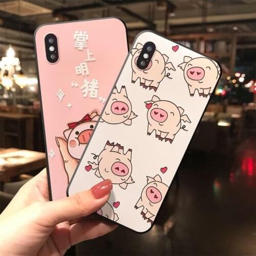 Cute 3D Emboss Phone Case For Samsung S10e S8 9 10 20 21 Ultra Plus Note8 9 10 20 Ultra Covers Cartoon Pig Matte Phone Cases