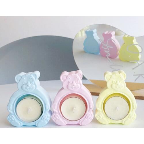 Cute Bear Candle Holder Silicone Mold DIY Candle Making Kit Plaster Mold 3d Silicone Mold for Candle Making Resin Mould