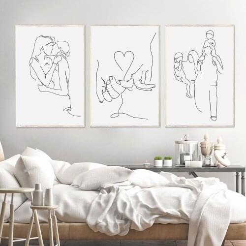 Minimalist Art White And Black Wall Picture For Home Design Canvas Wall Art Family Mother And Kids Poster And Prints