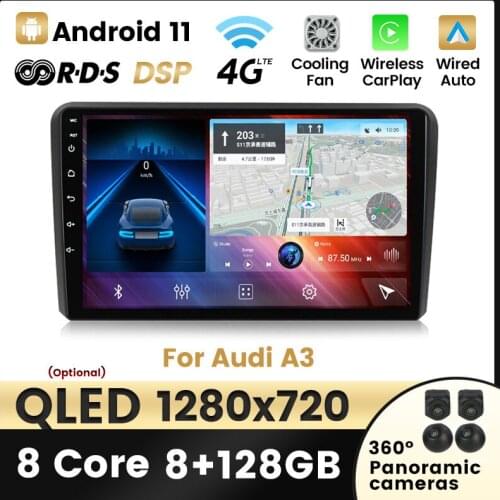 IPS 1280*720 Android 11 Car GPS Navigation DVD Multimedia Player For Audi /A3/S3 2006-2012 WIFI 4G Stereo Player Carplay AUTO