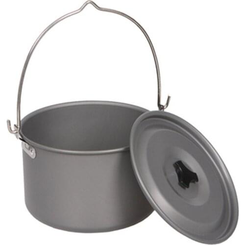 Camping Tableware Titanium Cookware Set Tourism Cauldron Outdoor Picnic 6-8 People Cooking Pot Picnic Kitchen Hiking Trekking