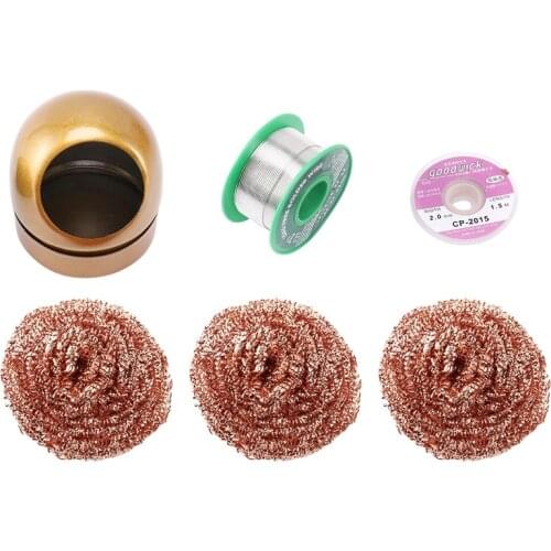 6 Pieces Welding Tool Set Solder Tip Cleaning Wire Cleaner Holder Lead-Free Soldering Wire No-Clean Soldering Core
