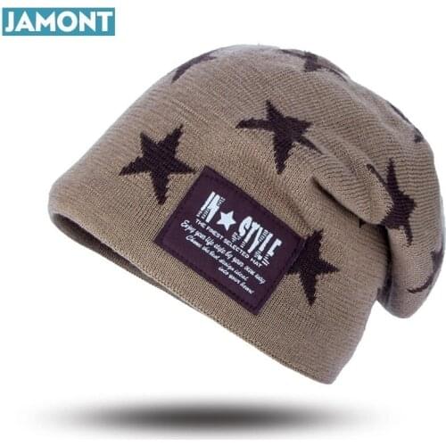 New Knitted Gorro Touca Mens Winter Hat Beanie Men Warm skullies Casual Cap Two layers Have thick