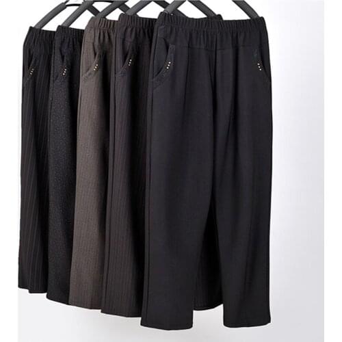 Autumn Winter Casual Pants Women Fashion Plus Velvet Loose High Waist Trousers Plus Size Mother Wear Stretch Pants Outer Wear