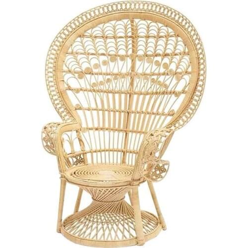 Nordic Leisure Handmade Natural Rattan Cane Wicker Art Garden Chairs Peacock Chair