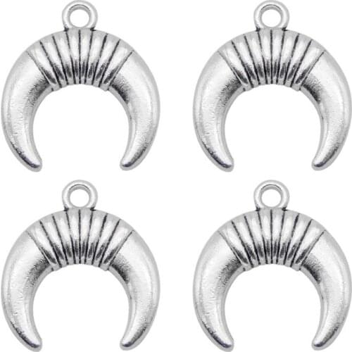 15pcs Moon Charms Necklace Pendant Earring Accessories Bracelet Silver Color Alloy Crescent Metal Jewelry DIY Keychain