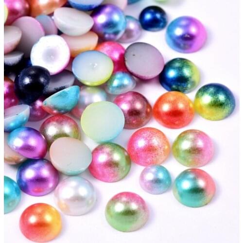 New 15 Rainbow Colors ABS Plastic Half Round Pearls 3mm 4mm 5mm 6mm 8mm Flatback Imitation Pearl Beads For Mobile DIY E7002