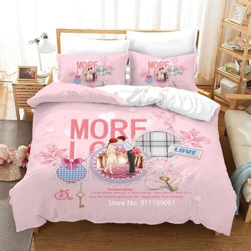 Rose Design Girl Pink Bed Cover Pillowcase Big Bedding Bedding Cover Queen Size Luxury Rose Home Textile Valentines Day Gift