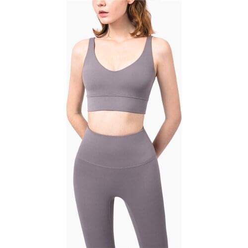 High Impact Sports Bra For Women Gym Sexy Crop Top Solid Deep V Neck Beauty Back Bralette Fitness Padded Workout Running Wear