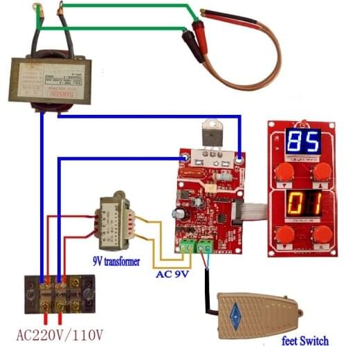NY-D04 100A Dual Display Spot Welding Machine Transformer Controller Control Panel Board Adjust Time Current