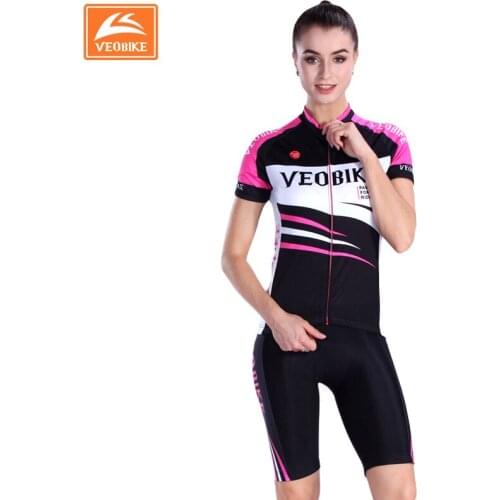 Veobike Breathable Woman Cycling Jersey Set Quick-Dry Short Sleeve Cycling Sets MTB Bike Bicycle Sportswear ropa ciclismo