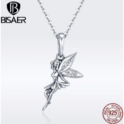 Authentic 100% 925 Sterling Silver Flower Fairy Small Clavicle Pendants S925 Chain Necklaces for Women Fashion Jewelry ECC359