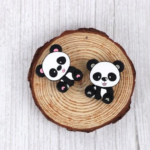 10pc Mini Panda Silicone Beads Carton Rodent Baby Teething Bead Pacifier Clips Accessories Silicone Teether