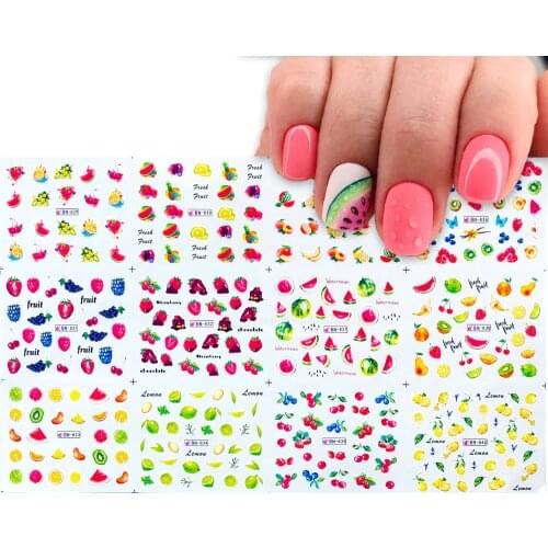 12 Style Summer Fruit Designs Water Transfer Nail Sticker Decal Watermelon/Lemon/Strawberry Pattern Transfer Sliders Nail Tattoo