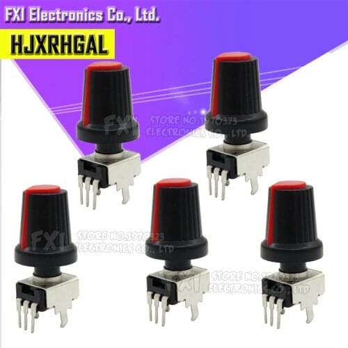 5Set=10PCS Vertical 1K ~ 500K Ohm Adjustable Resistor 3pin Seal Potentiometer for Arduino with knob Red cap (5PCS+5PCS)