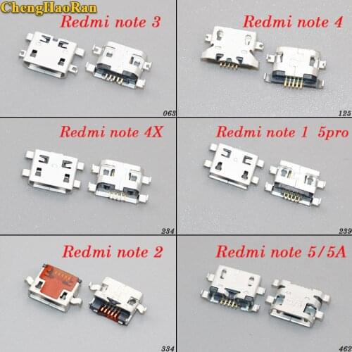 ChengHaoRan 5pcs 10pcs Micro USB for Xiaomi Redmi NOTE 1/2/3/4/5/5A /5pro NOTE 4X connector jack socket female charging port